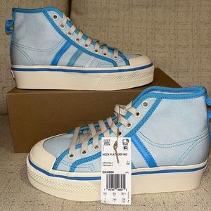 Adidas Women's Nizza Platform Mid Originals Shoes Sneakers Blue GX4604 Size 8.5